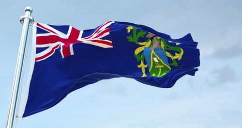 Pitcairn Islands Flag Realistic Waving Animation