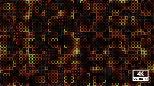 Animated Digital Grid Background Loop with Colorful Glowing Squares