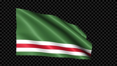 Waving Flag with Green Red and White Stripes Alpha Channel