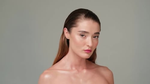 Close Up of Stylish Woman Posing in Studio