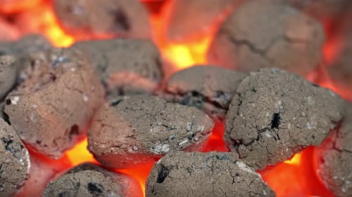 Glowing Charcoal Briquettes