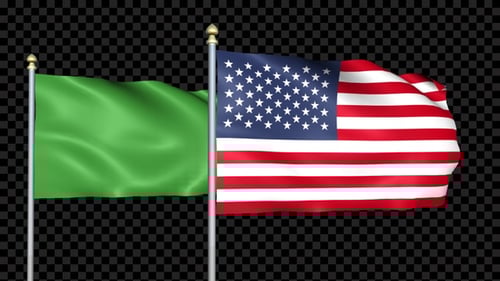 Waving United States Flag and Green Screen Alpha Channel Loop
