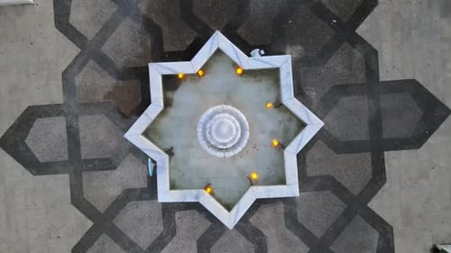 Urban Decor in Park Drone Shot
