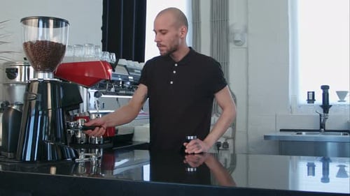 Barista Preparing Coffee in Modern Cafe