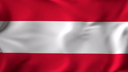 3D Animation Flag Waving in Slow Motion Fill Frame Austria