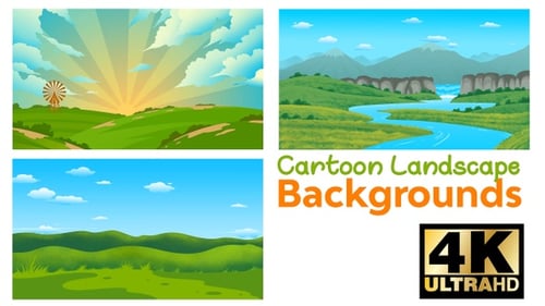 Animated Flat Design Cartoon Landscape Backgrounds