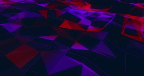Abstract Geometric Flowing Background with Red and Purple Triangles