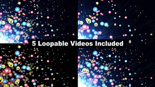 Animated Social Media Reactions Emojis and Likes Flowing Background