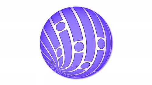 Stripy line attached on a sphere. Stripy sphere animated on white background. Vd 935
