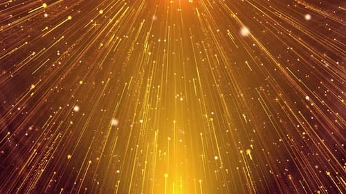 Shining Golden Particle Rays Abstract Celebration Background Loop