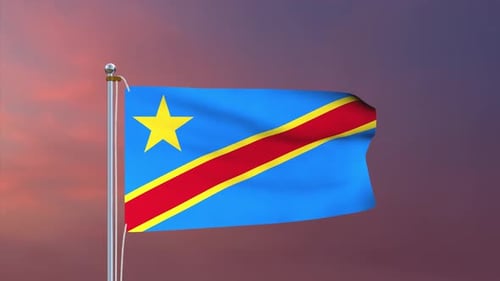 Democratic Republic of Congo Flag Waving Seamlessly with Realistic Physics