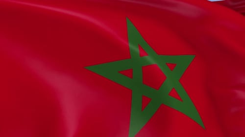 Animated Waving Flag of Morocco Seamless Loop