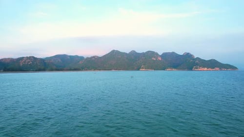 4K aerial drone view of landscape, Flight over sea.