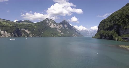 rate ship on a fjord lake in Switzerland.