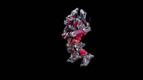 Animated Futuristic Red Robot Walking Cycle