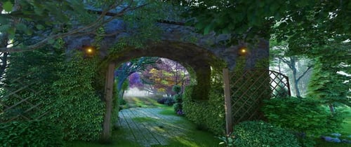 Enchanted Garden Archway Path Fly Through
