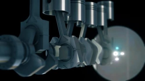 Futuristic Digital Engine Animation with Data Visualization