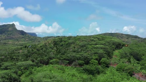 Landscape of a Pacific Island with Lagoon in Aerial View
