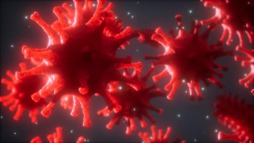 Abstract Red Organic Cells Floating Medical Science Background Loop