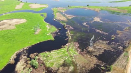 Wetland Landscape of the VolgaAkhtuba Floodplain in Russia in Summer