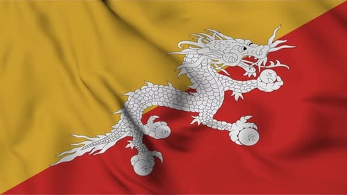 Bhutan National Flag Waving Seamless Loop Animation