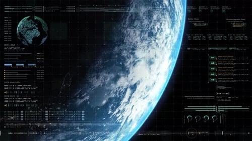 Pantalla frontal holográfica futurista con forma de Tierra 03