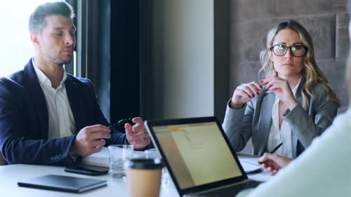 Business Meeting and Brainstorming in Modern Office