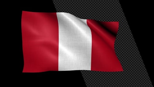 Peruvian Flag Waving Loopable Animation on Transparent Background