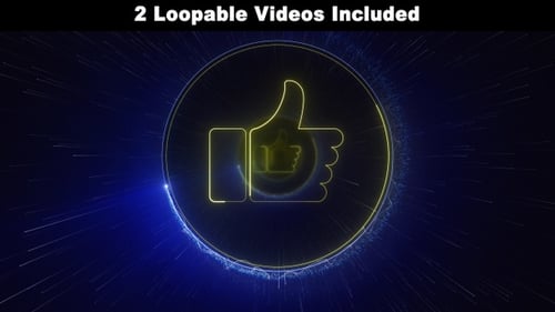 Thumb Up Neon Emoji Package, Loopable