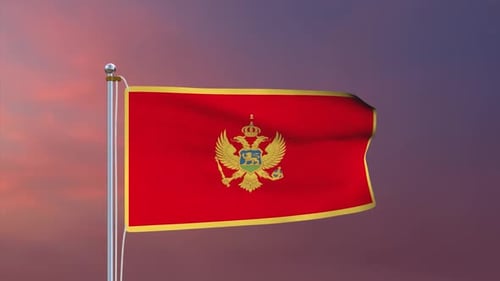 Waving Flag of Montenegro in Realistic Render
