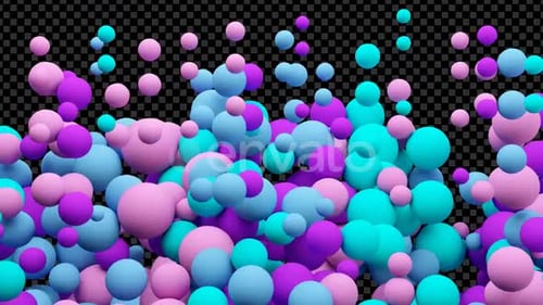 Colorful 3D Spheres Falling and Dispersing Transition