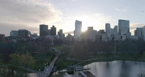 Flying Over Boston Common Park