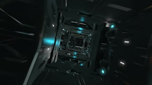 3d render of futuristic tunnel with light, loop.