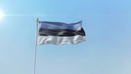 Realistic Waving Flag Animation on a Clear Blue Sky
