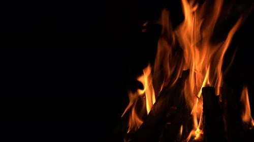 Holzfeuer brennen auf schwarzem Hintergrund