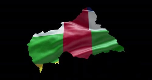 Central African Republic Map with Waving Flag Animation