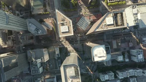 AERIAL Epic Slow Lowering and Circling Birds Eye View Over Downtown Los Angeles California in