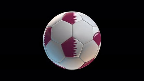 Rotating 3D Soccer Ball with Qatar Flag Pattern