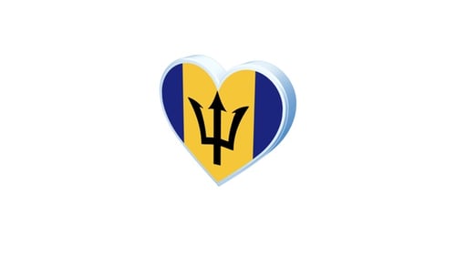 Barbados Flag Heart 3D Rotation Animation