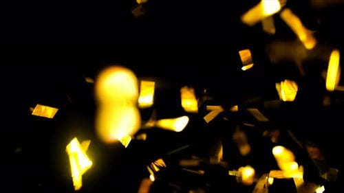 4K Realistic Golden Confetti Party Popper on a Black Background.
