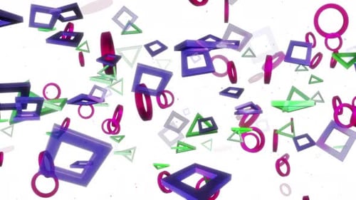 Colorful Geometric Shapes Flying Abstract Background Loop