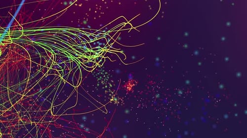 Abstract Flowing Lines and Particles Technology Background Animation