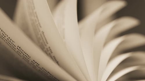 Buchschleife, die Seiten umblättert und Bildung, Lernen, Weisheit oder Wissen symbolisiert.