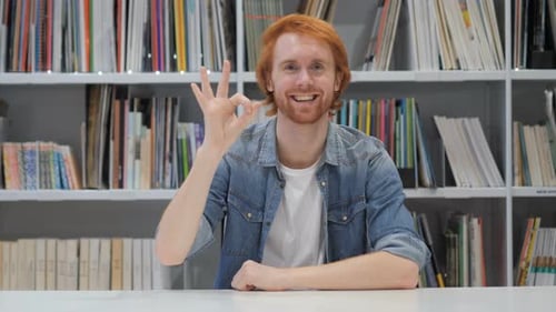 Red Haired Man Gives OK Gesture