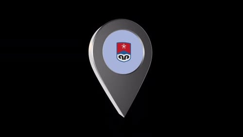 3d Animation Map Navigation Pointer With Flag Of Prijedor ( Bi H) With Alpha Channel - 2K