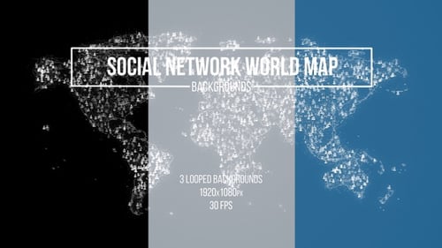 Animated Social Network World Map with Connecting User Icons