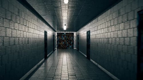 Dark Hallway Door Opening Animation