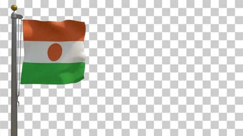 Niger Flag Waving on Alpha Channel