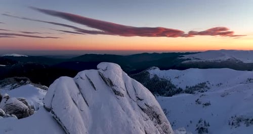 Aerial View of Ciucas Romania at Sunset