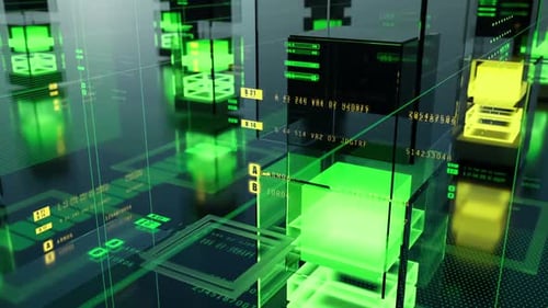 Dynamic Futuristic Digital Data Network Cube Animation
